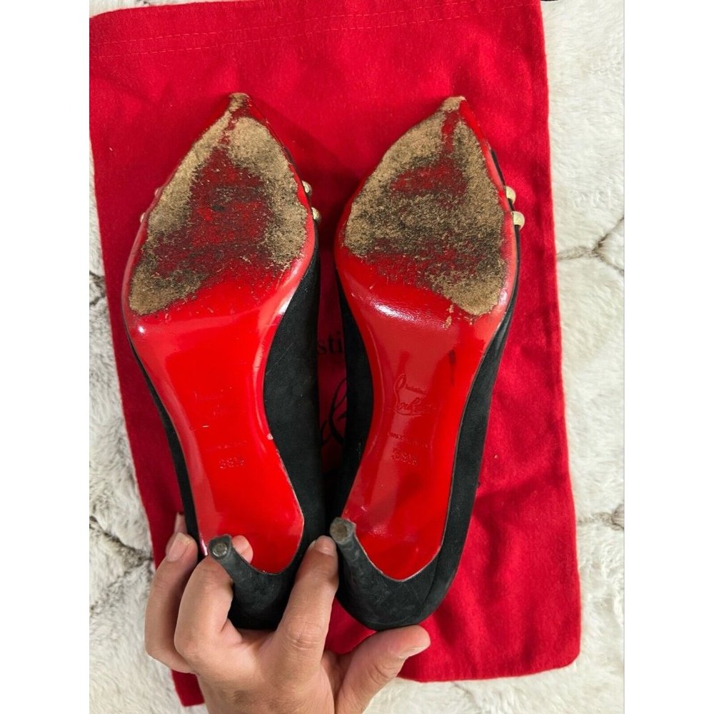 Christian Louboutin Pumps Stiletto Pointed Toe Pump Black Gold 38.5 - Picture 8 of 12
